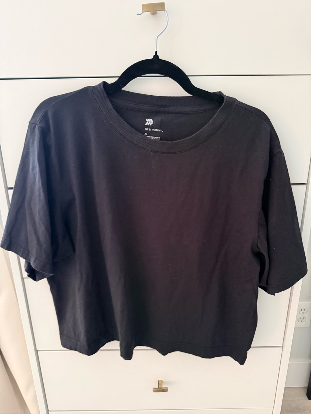 all in motion Black Short Sleeve Crop Tee